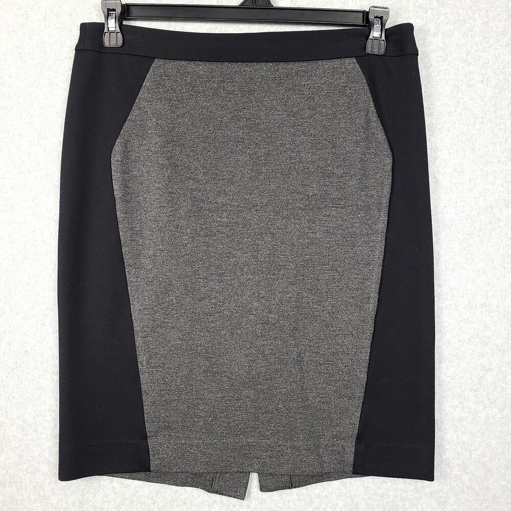 ANN TAYLOR LOFT Size 10 Black Gray Color‎ Block Stretch Ponte Knit Pencil Skirt